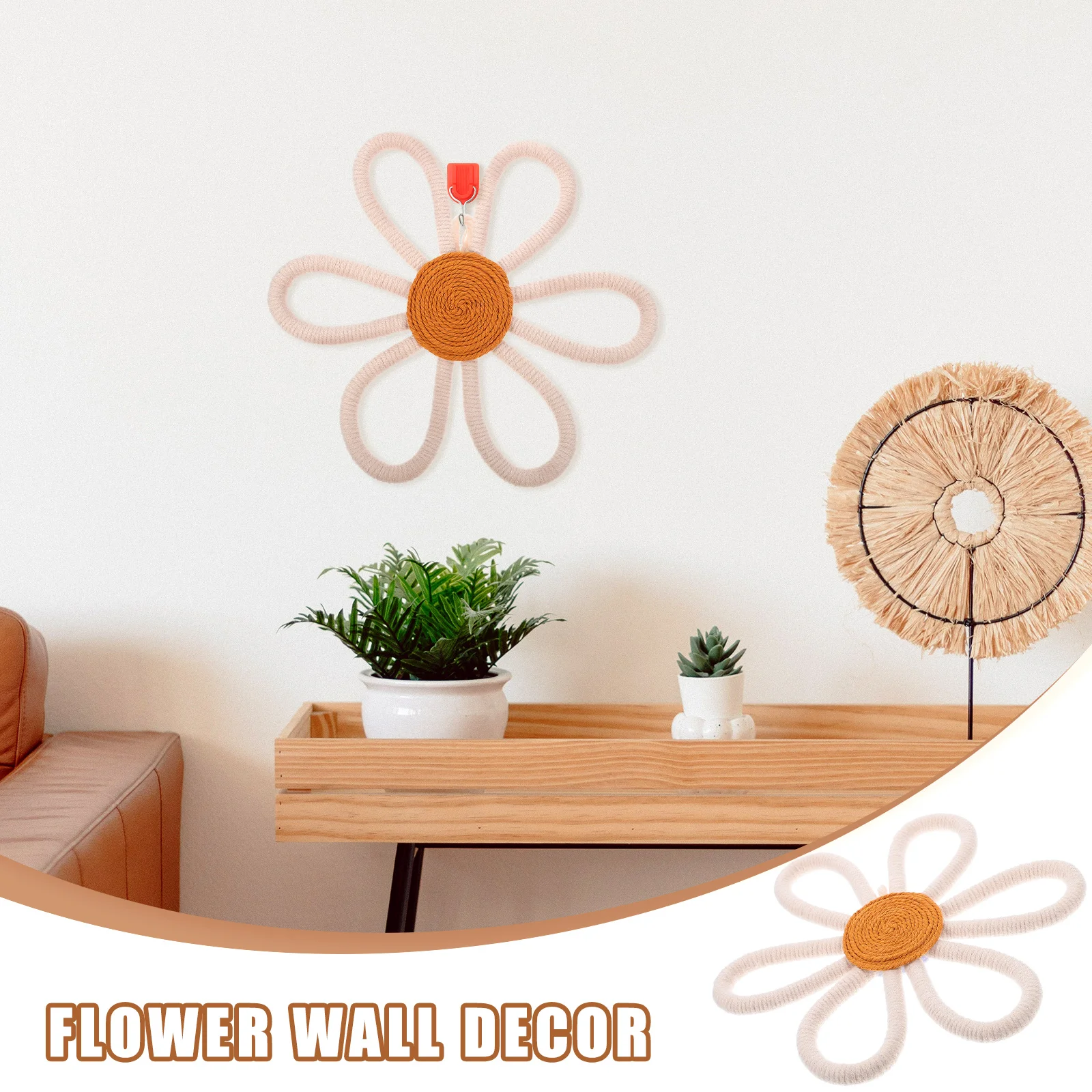 

Bohemian Daisy Flowers Wall Decor Cotton Rope Flower for Bohemian Floral Wall Decor Girl Nursery Room White Medium Size