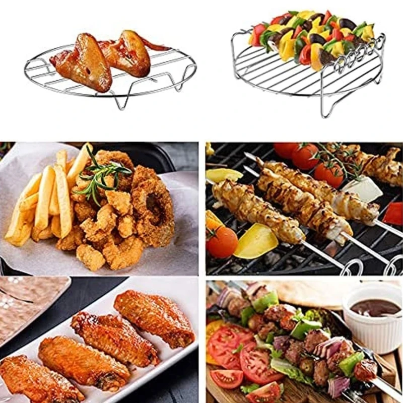 Vỉ Nướng Giá Đỡ Giá Inox Nồi Chiên Không Dầu Air Fryer Giỏ Khay Dehydrator Giá Phụ Kiện Đa Năng Cho Lò Nướng Dropshipping