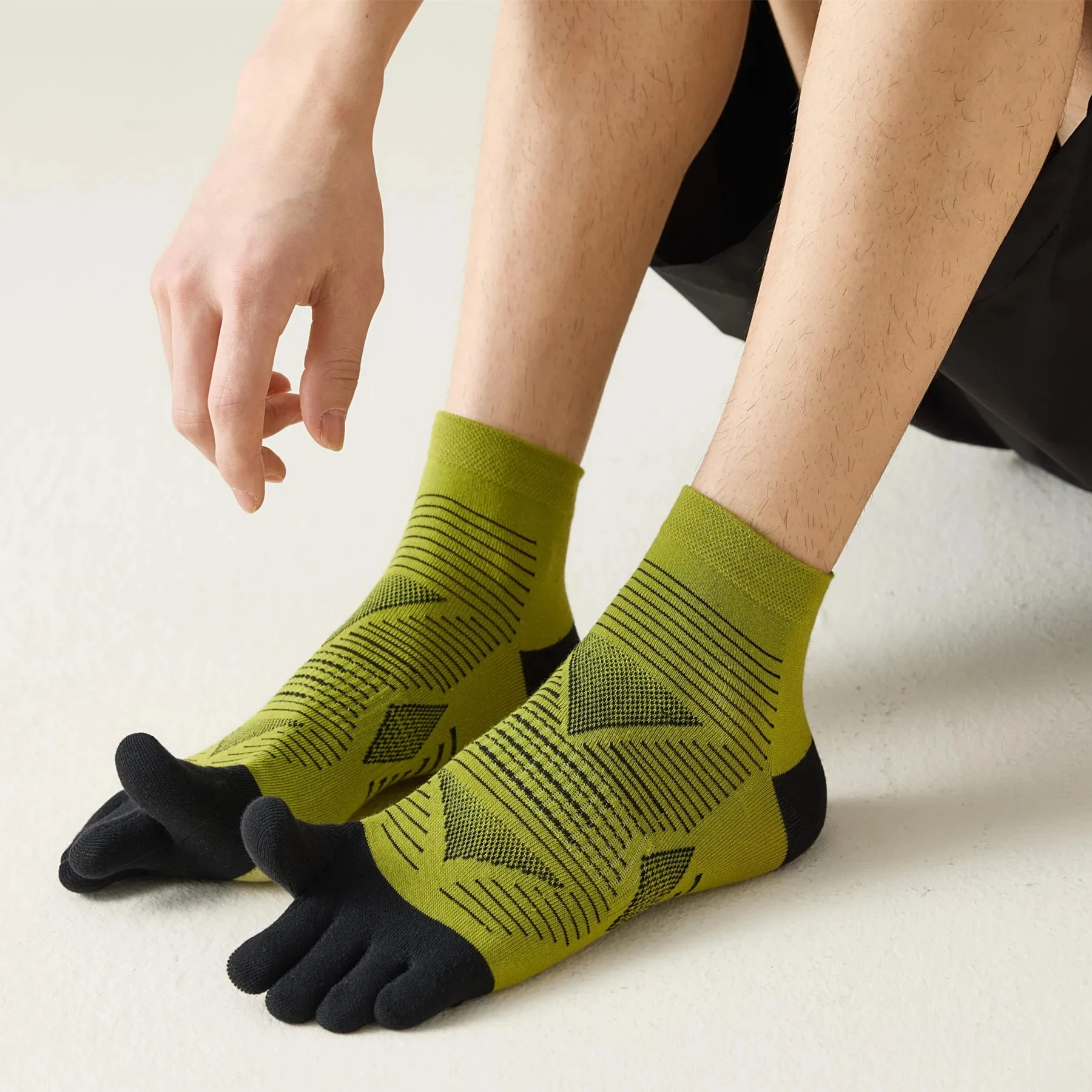 

5 пар мужских носков с пятью пальцами, устойчивые к запаху, впитывающие пот, хлопковые полосатые женские носки с раздельным носком для бега на открытом воздухе
