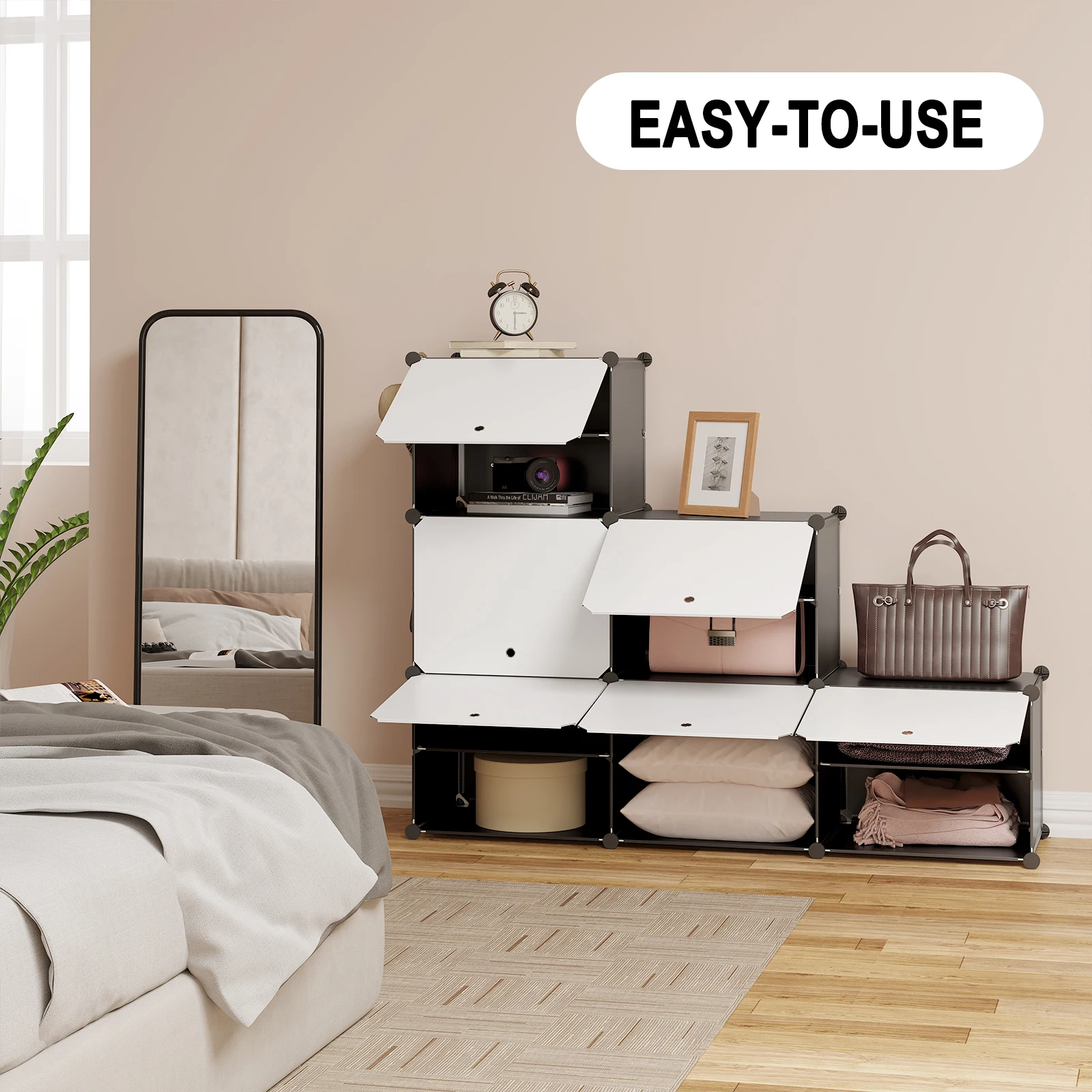 Schuh ablage Box Schuhs chrank mit 6 Fächern Türen modulare Kunststoff Schuh regal Regal für Flur Wohnzimmer Schlafzimmer