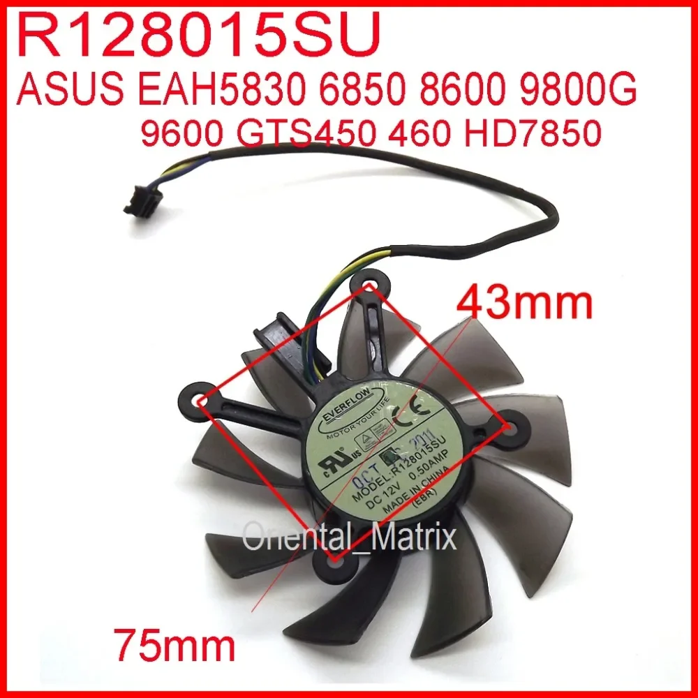 Free Shipping R128015SU DC 12V 0.50AMP 4Pin 75mm For ASUS GTS450 460 HD7850 EAH5830 6850 8600 9800G 9600 Cooling Fan