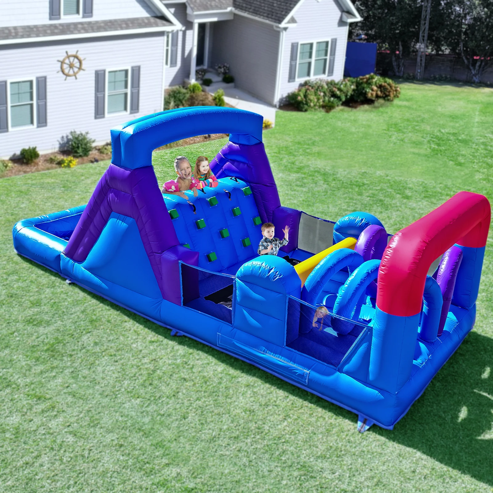 Château gonflable Commercial de maison de rebond de cours d'obstacles de PVC de 6.7m pour la aire de jeux pour enfants de fête d'enfant, jouets pour enfants