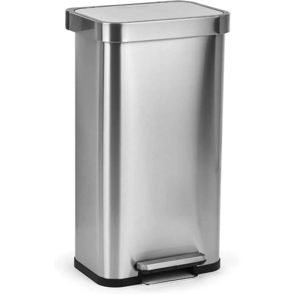 

SIMPLI-MAGIC 50 Liter Soft-Close, Smudge Resistant Trash Can with Foot Pedal and Built in Filter-Stainless Steel, Sleek Finish