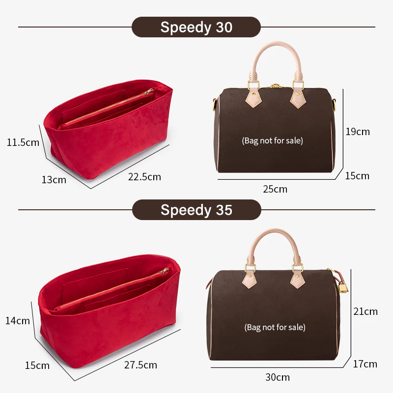 CRAZYSMITH Original Velvet Bag Organizer For LV Speedy 20 25 30 35 Purse Insert Handbag Inner Bag Portable Storage Makeup Bags