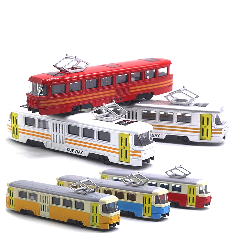 1/90 Simulation Alloy Tram Model Toy Cars Sound and Light Music Subway Bus Toys With Original Package