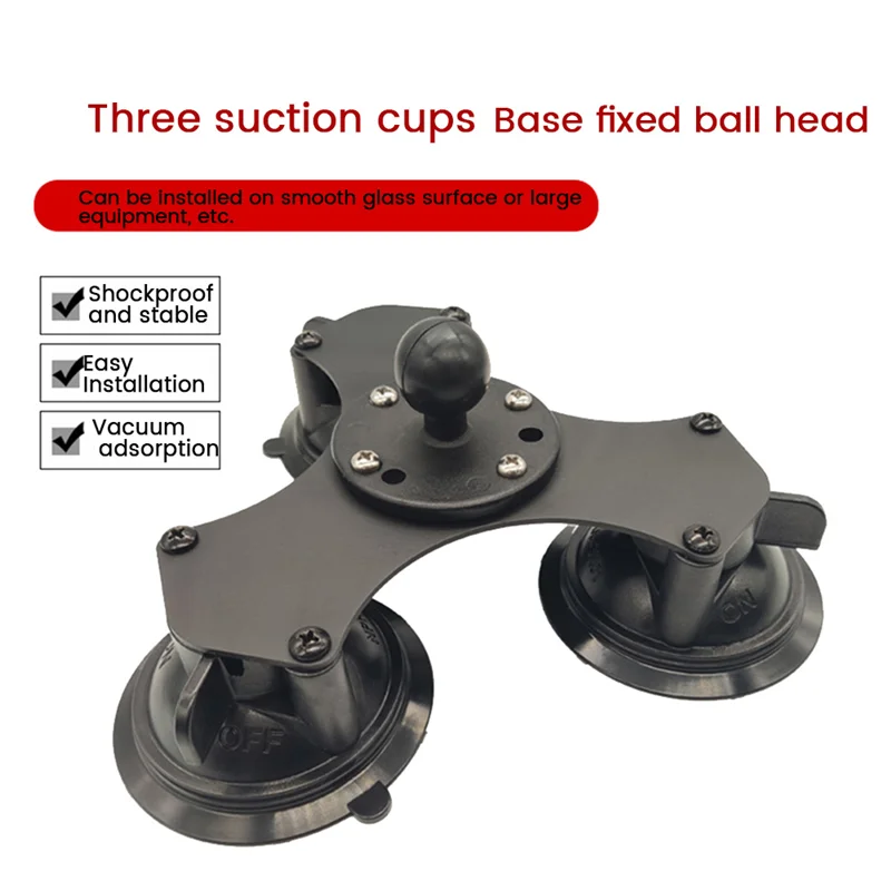 Ballhead Car Window Twist-Lock Triple Suction Cup Base with AMPS Hole Ball Mount for Camera Smartphone