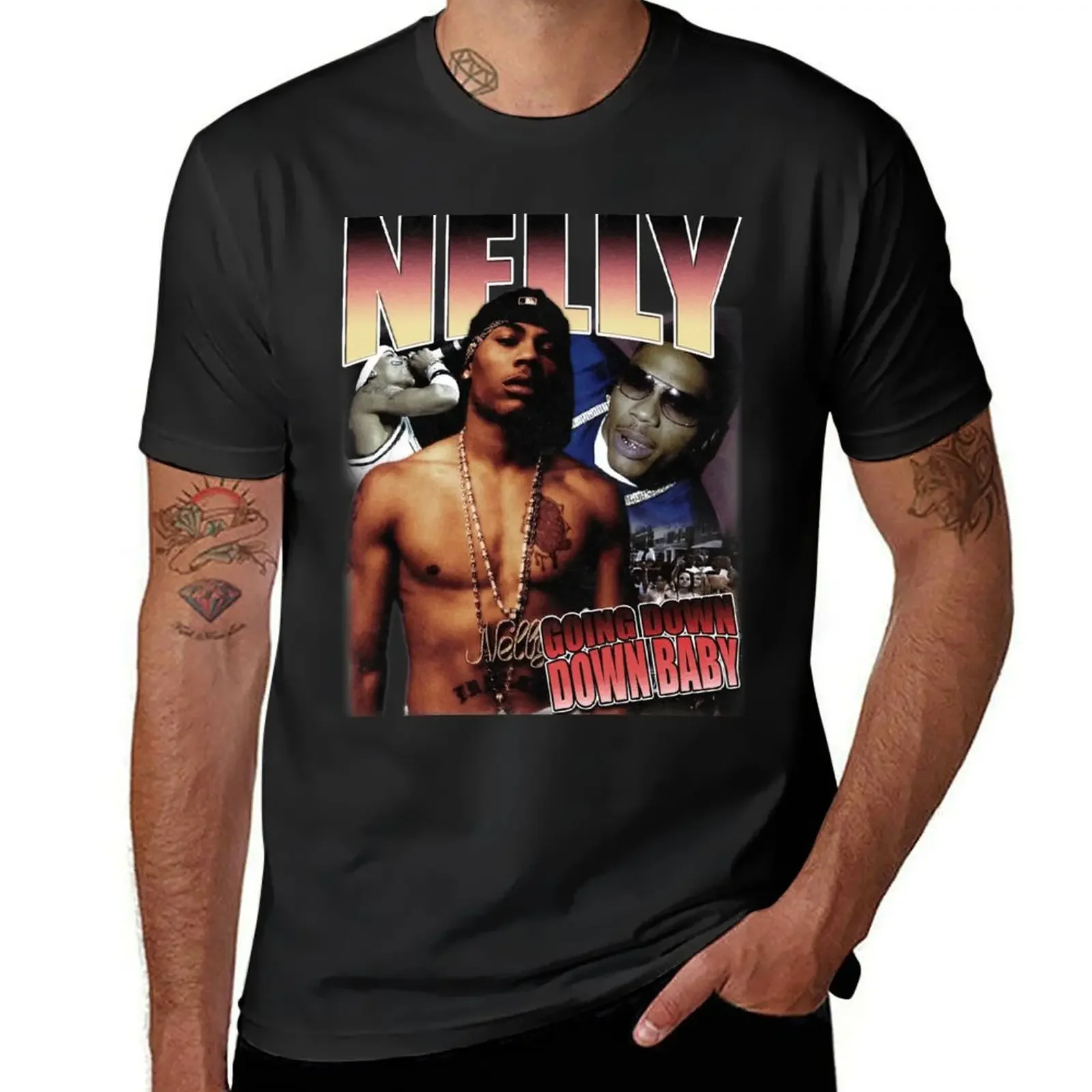 90s Vintage Hip Hop Nelly Going Down Down Baby T-Shirt quick-drying anime shirts graphic tee korean fashion t shirts for men