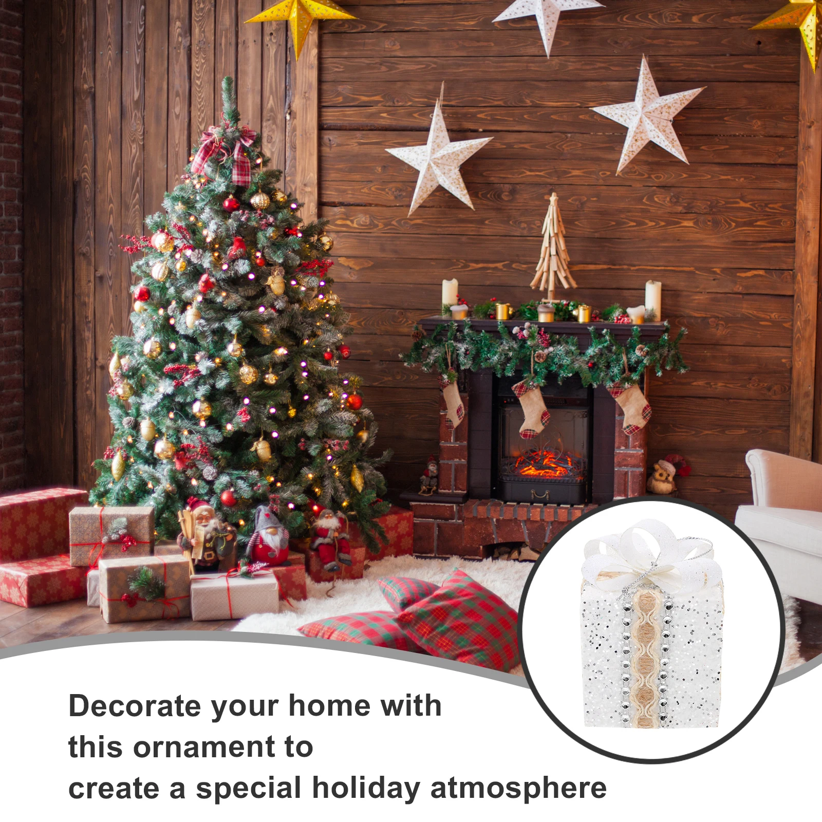 

3 Pcs Christmas Gift Box Pendant Hanging Decoration Star-shaped Paper Candy Boxes Packaging Small Favor Desktop