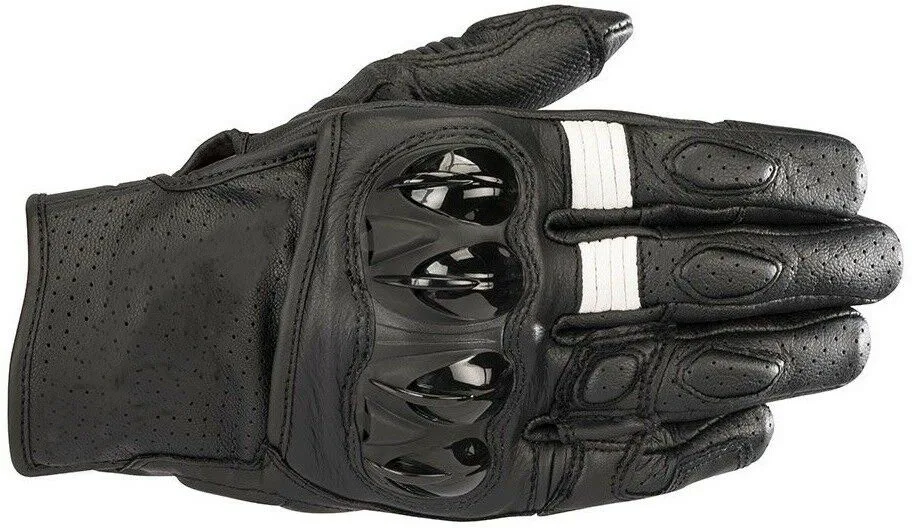 Black Red Alpines Celer v2 Leather Short Sport Summer Motorcycle Motorbike Racing Gloves