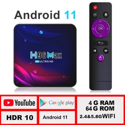 TV Box Android 11 4G 32GB 64GB 4K Android TV Box Smart TV Box 2,4G 5,8G WIFI Google Voice Set Top Box 2022 H96 max V11