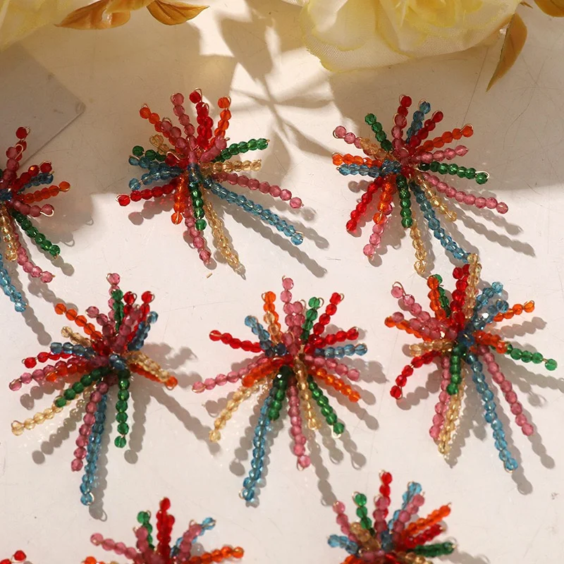 mn注文-10-ピース-ロット-30-ミリメートルカラーガラスビーズ装飾手作り織り花の形花柄-diy-ジュエリー衣服ヘアアクセサリー