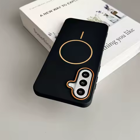 Ultrathin Simple Magsafe Case for Samsung Galaxy S25 S24 Ultra S23 S22 A56 Matte Hit Color Lens Wireless Charging Soft TPU Cover