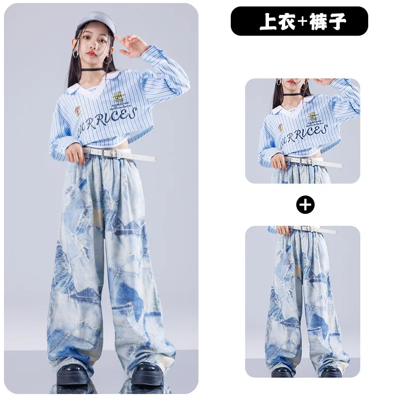 Hip Hop Girls K-pop Fashion Crop Top Street Dance Cargo Pants Tiered Skirts Streetwear  Jazz Clothes Sets Costumes