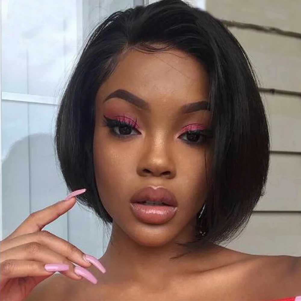 Highlight Honey Blonde Color Short Bob Lace Front Wig Brazilian Remy Human Hair Pixie Cut 13X1 Frontal Wigs For Women Preplucked image 5