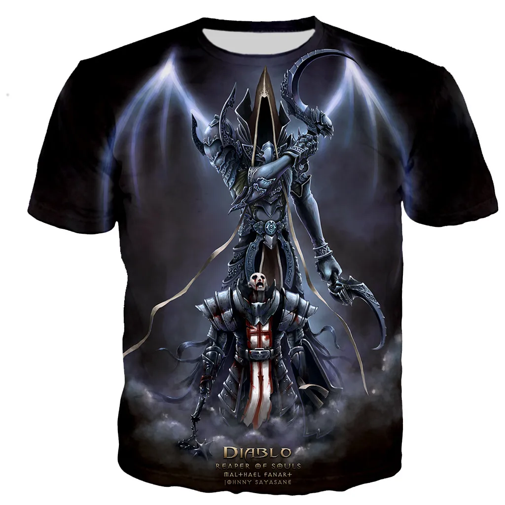 

Diablo 3 Reaper Of Soul 3D Graphic T-shirts Men Women Short Sleeve T ShirtS Casual Harajuku Style O-neck Oversized Tops Tee