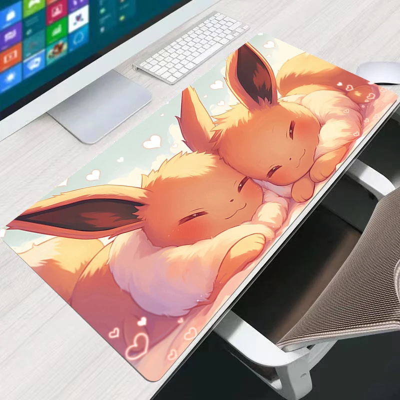 Alfombrilla de ratón de ordenador de Anime, alfombrillas de ratón de Pokemon Eevee para Gamer, alfombrilla de ratón para juegos, alfombrilla suave para escritorio, alfombrilla para teclado de ordenador portátil de oficina, alfombra para ratón