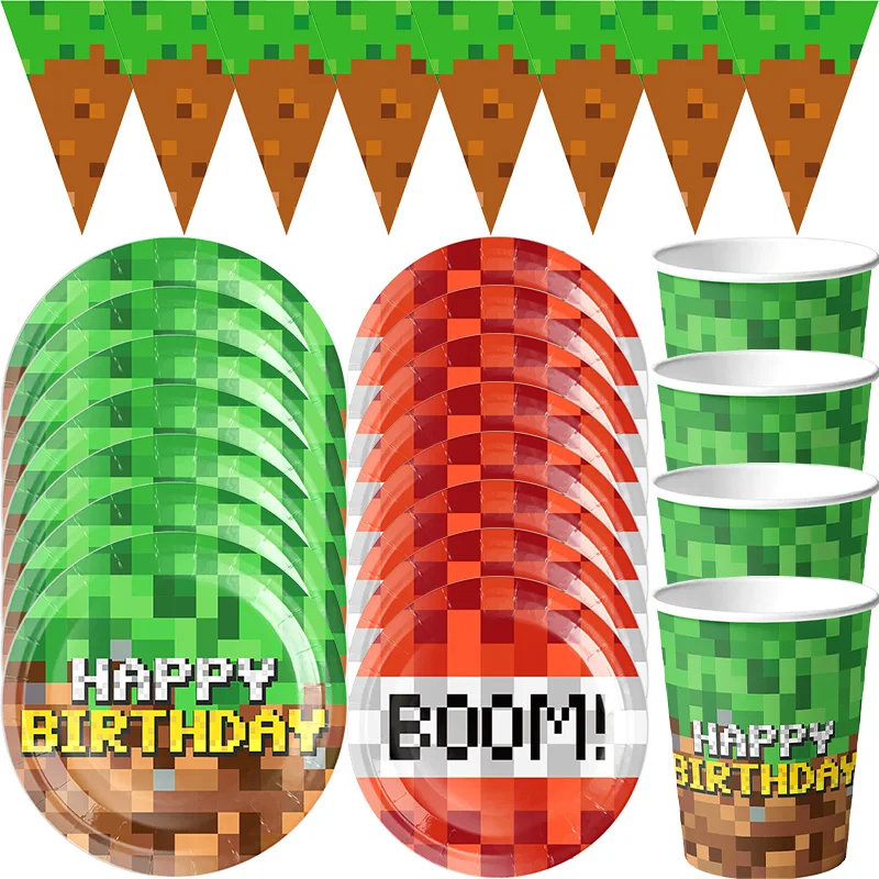 زينة حفلة عيد الميلاد الصبي أدوات المائدة طبق ورقي كوب منديل مفرش المائدة سوار العلم شنطة هدايا الاطفال لوازم حفلة عيد ميلاد