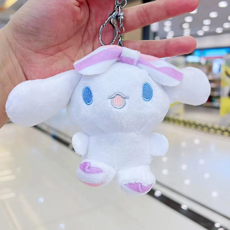 Sanrio Pompom Purin Cinnamoroll Plush Doll Key Chain Mobile Phone Pendant Backpack Decoration Car key Chain Girlfriend Gift For