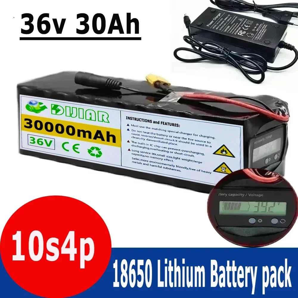 

36V Battery 10S4P 30Ah Battery Pack 500W High Power Battery 42V 30000mAh Ebike Electric Bicycle xt60 BMS with Capacity Indicator