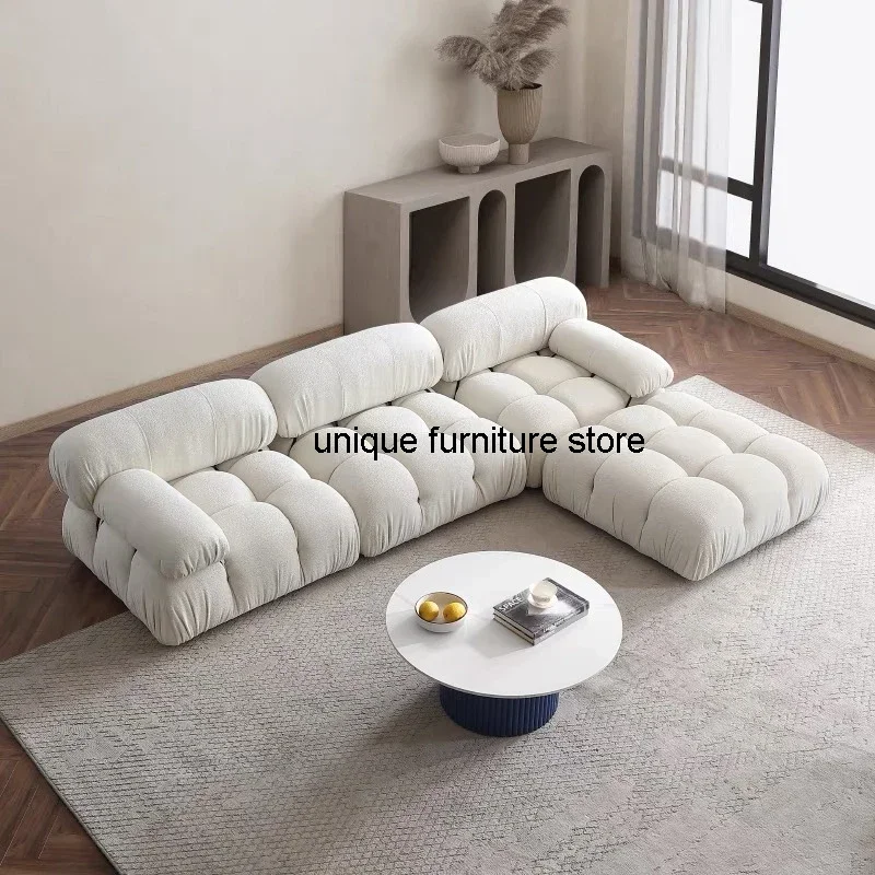 

Lambswool Minimalist White Sofa Modular Floor Reading Module Living Room Sofa Straight Comfort Divani Soggiorno Home Furniture