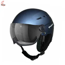 MOON Fashion high quality outdoor ski sports breathable helmet EPS+ABS combined ski helmet with snow lens helmet