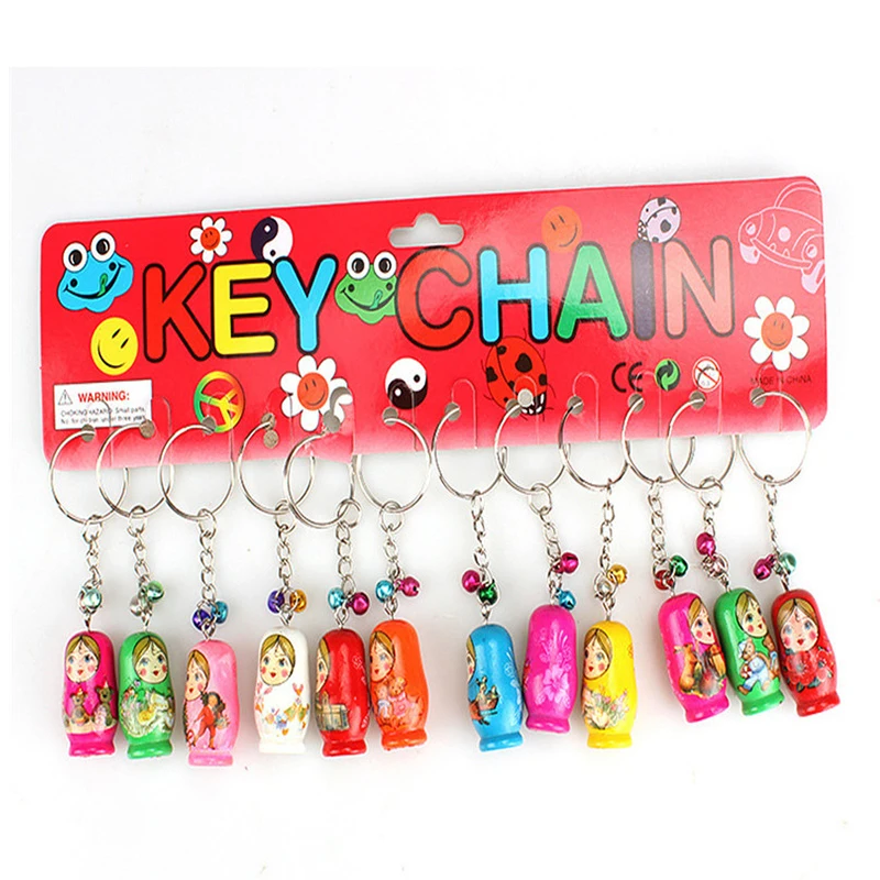 Imagem -02 - Russian Nesting Dolls Key Ring para Crianças Figuras Babushka Matryoshka Brinquedos Infantis Presente de Aniversário Chaveiros 120 Pcs