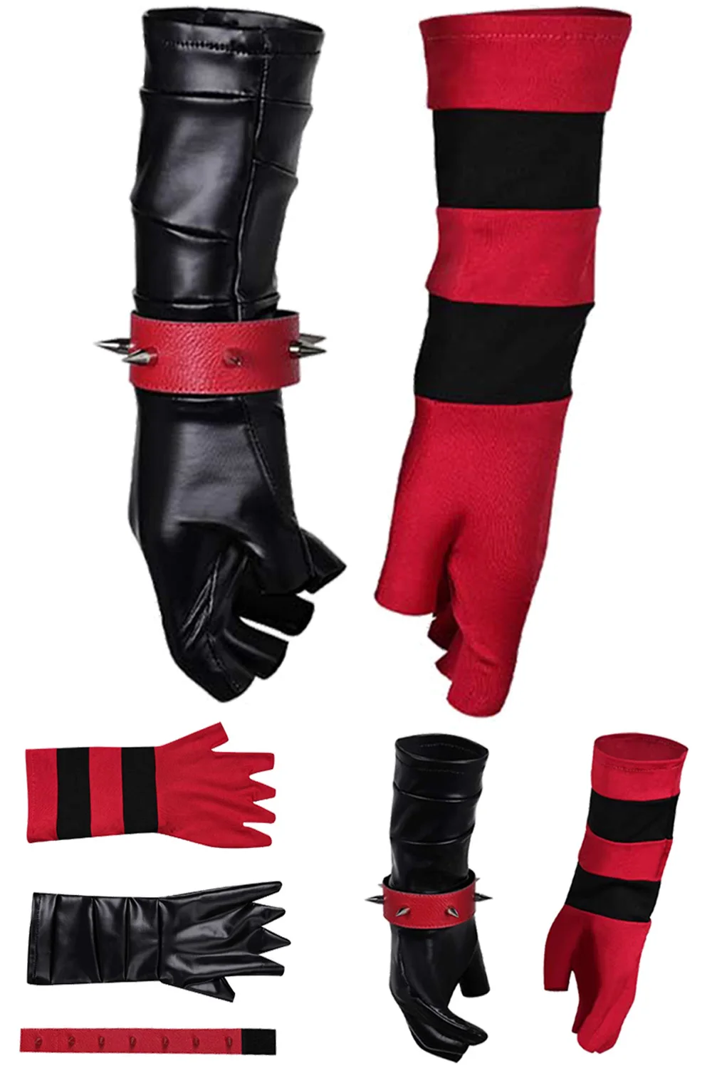 Quinzel Cospaly Anime Isekai Cartoon Super Villain Gloves Costume Accessories Halloween Bracelet Red Black Striped Glove Props