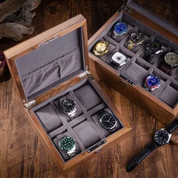 Walnut Wood Watch Storage Box with Lock Jewelry Bracelet Wooden Watch Boxes Storage Organizer Box Display Pillows Gift Ideas
