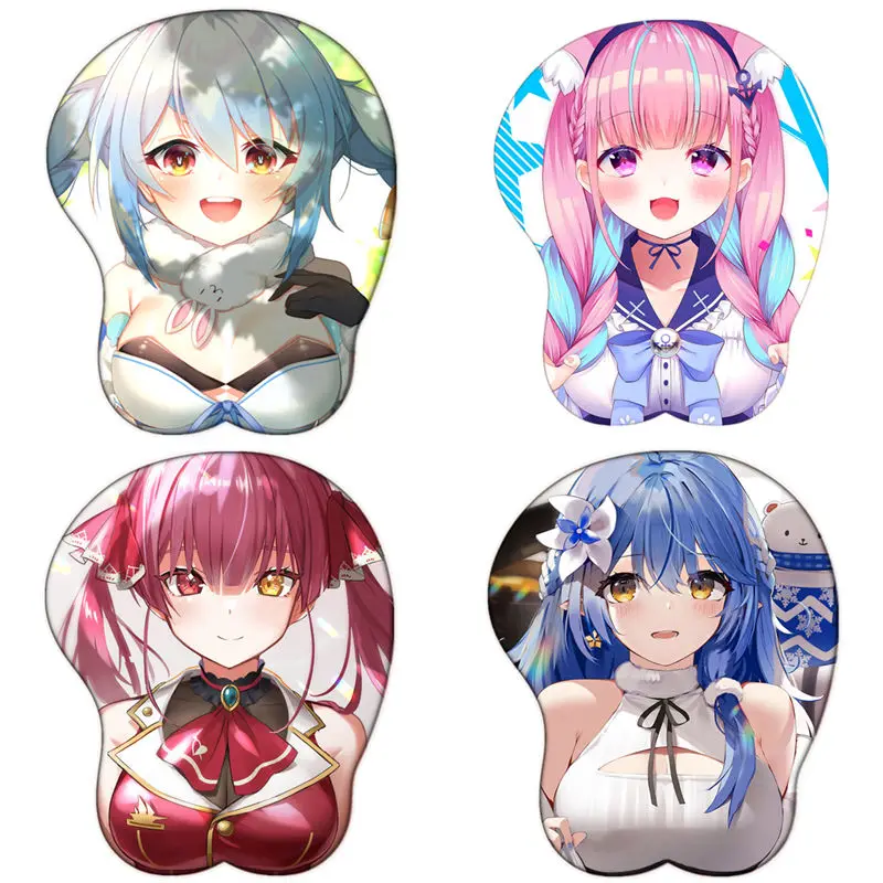 

Virtual Youtuber Hololive Usada Minato Gaming Cute Anime 3D Gamer Kawaii Sexy Oppai Mousepad Silica Gel Wrist Rest Mouse Pad