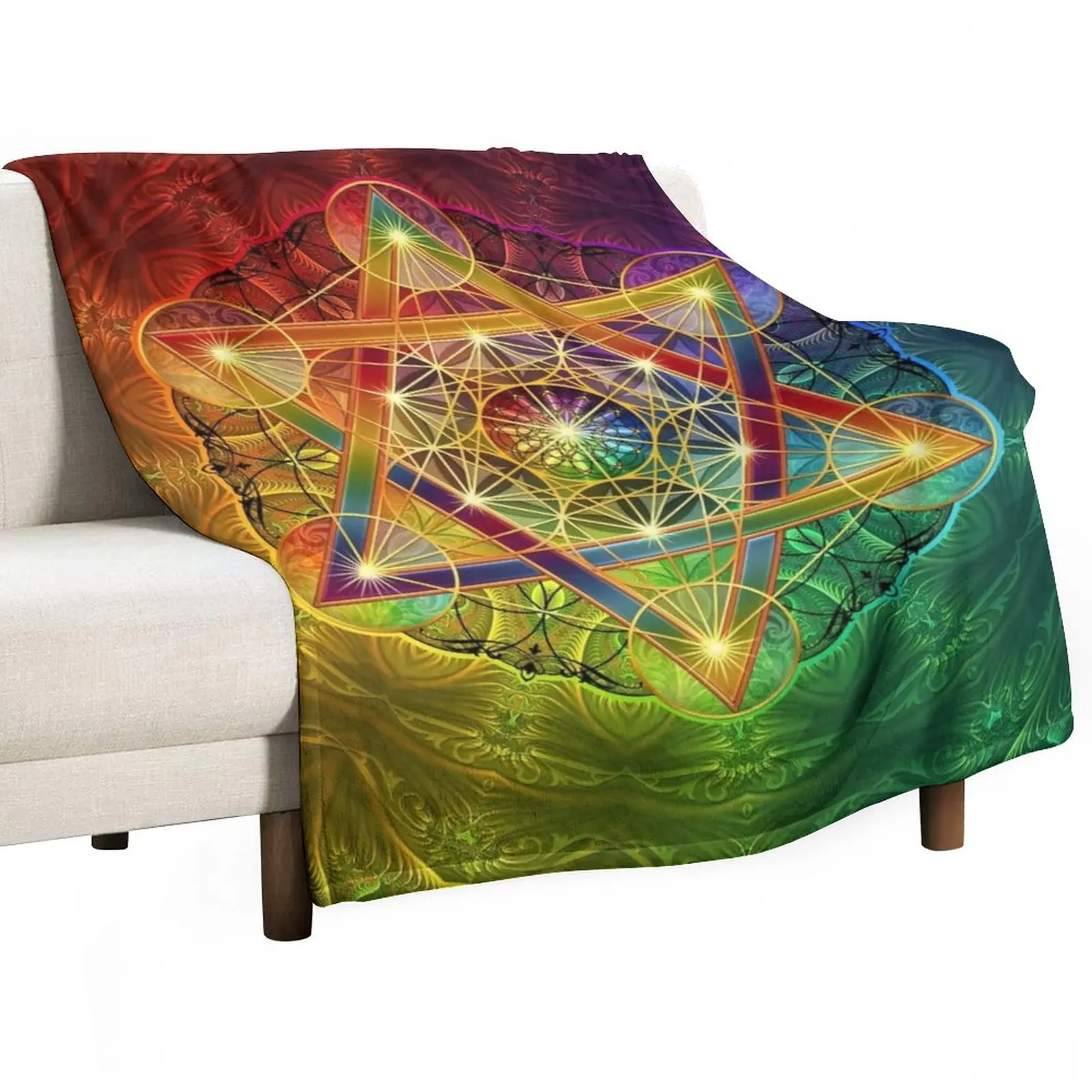 Metatron's Cube with Merkabah and Flower of Life Throw Blanket Luxury Throw Blanket Sleeping Bag Blanket Tourist Blanket