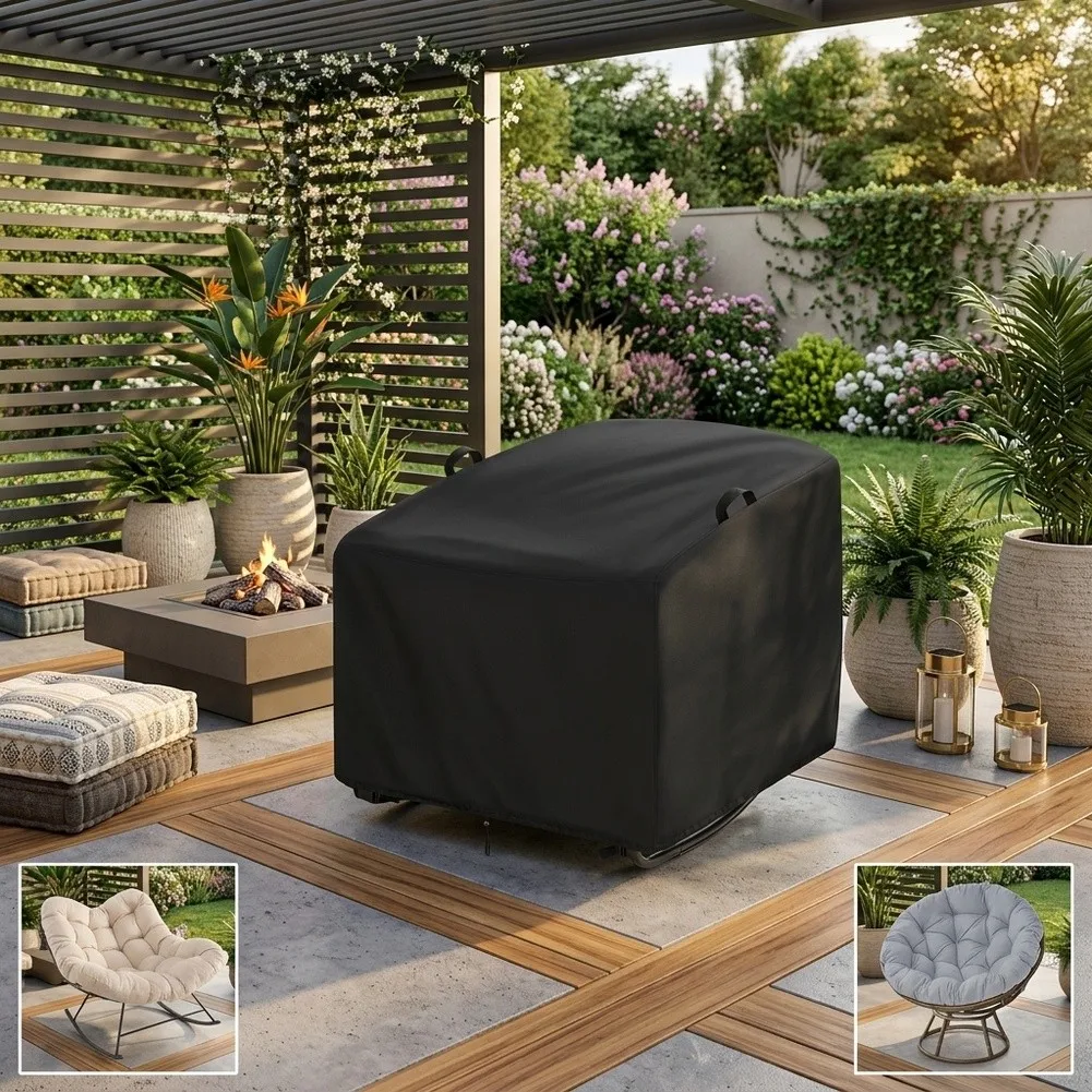 1pcs Garden Egg Rocking Chair Cover With Elastic Band Oxford Fabric Chair Covers For Large Outdoor Rocking Chair, Rattan Chairs