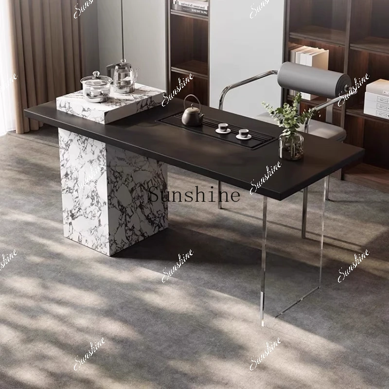 

Light luxury household rock slab tea table Modern minimalist design suspended tea table FT