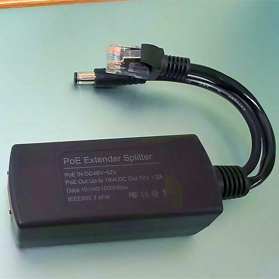 Gigabit 48V to 12V IEEE802.3AF/AT PoE  Extension Splitter POE splitter