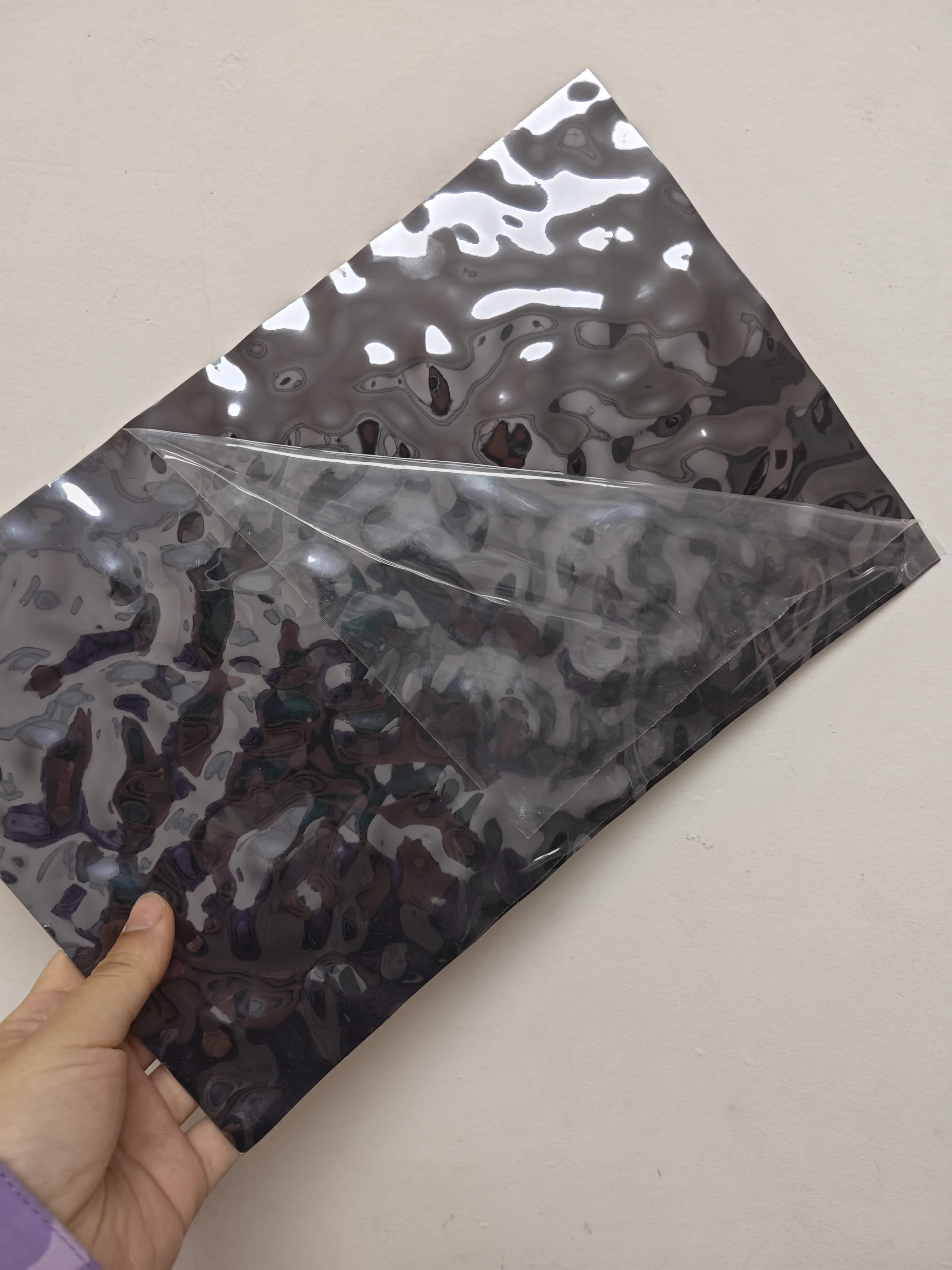 Aqumotic Peel and Stick Wallpaper Customized Wave Decorative PVC Plate Background Wallpapers Fake Metal Mirror Embossed