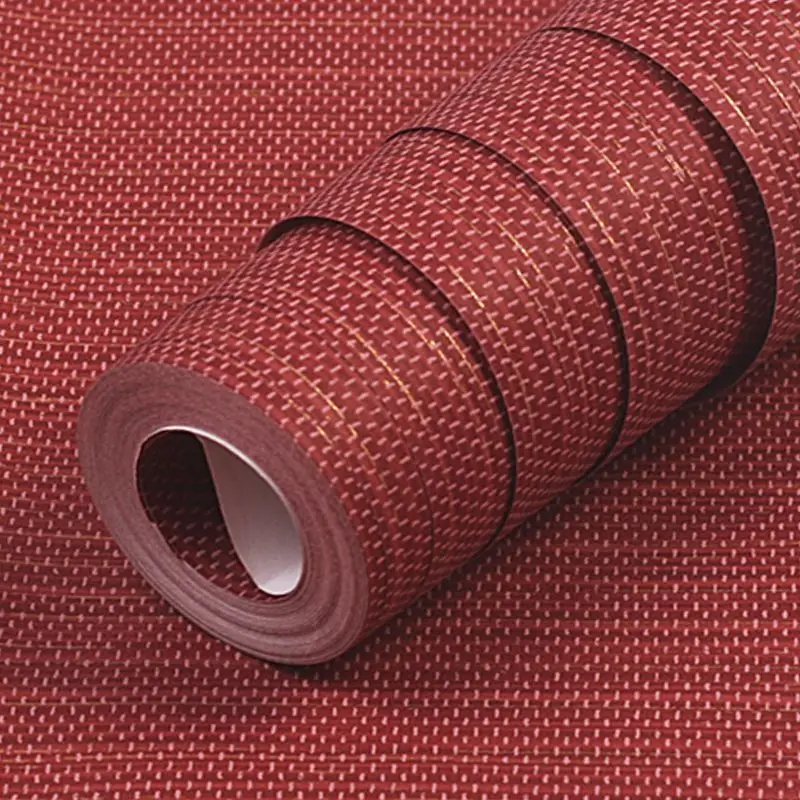 

Non-woven Solid Plain Color Living Room Study Bedroom Restaurant Red Wallpaper Modern Linen Fabric Wall Papers Home Decor