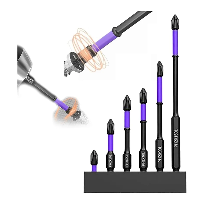 High Hardness And Strong Magnetic Bit, 6Pcs Anti-Slip And Shock-Proof Bits With Screwdriver Bits, Magnetic Bit Kit Easy To Use