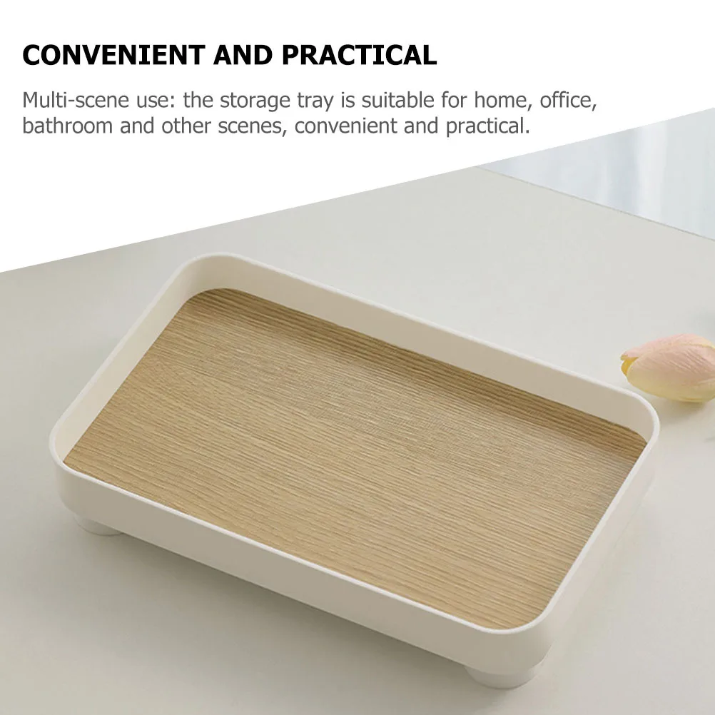 

Decorative Wood Tray Vanity Counter Organizer Exquisite Design Sturdy Material Jewelry Plate for Home Office Bathroom Desk Decor