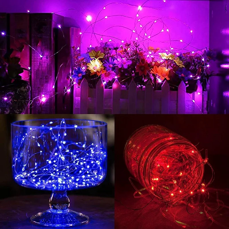 A fada do fio de cobre ilumina-se com o botão colorido quatro, 20led ilumina-se, 2m, para o banquete de casamento, Natal, com flash, 20 partes