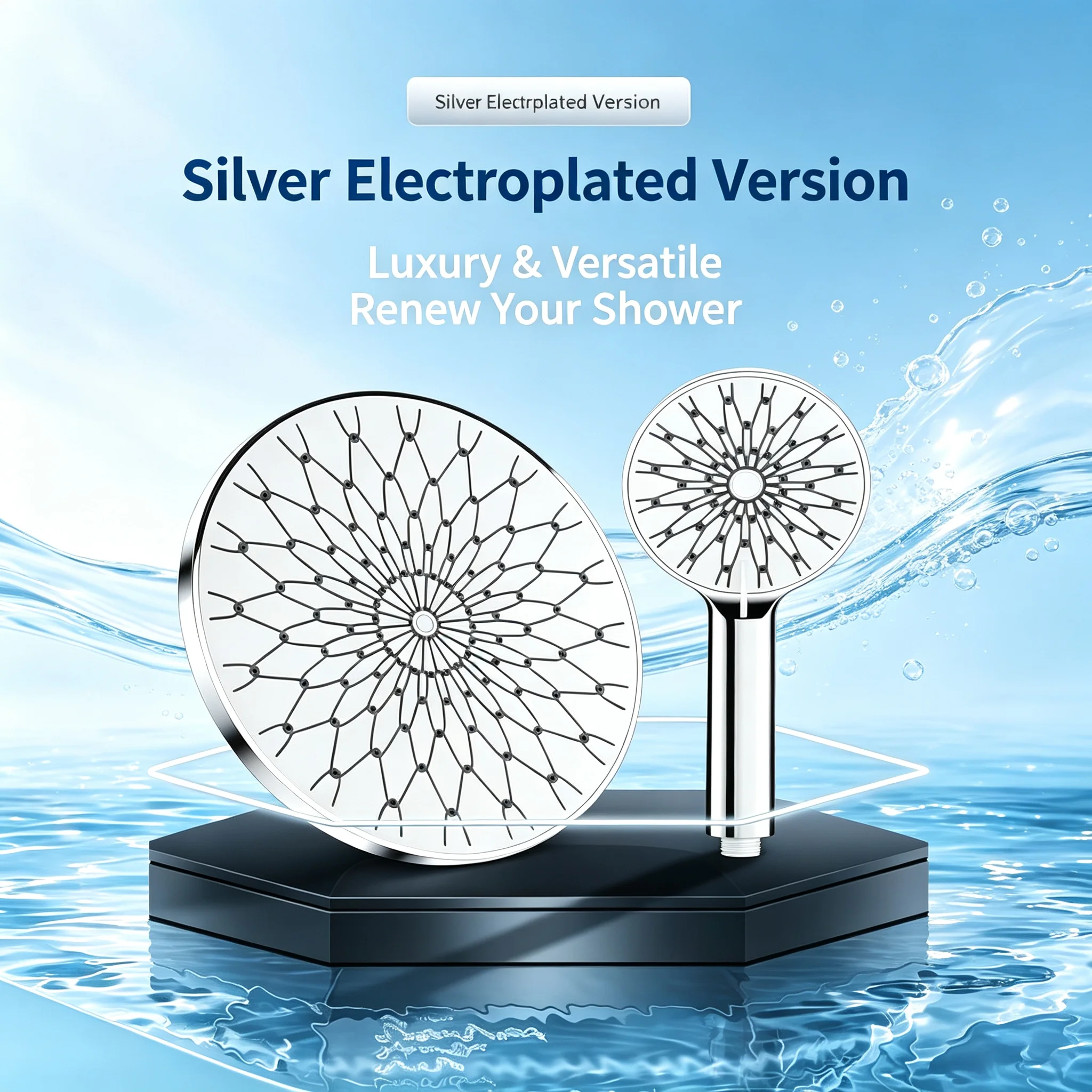 High‑End Dual‑Style Shower Head Available in Handheld and Top‑Mounted Versions Durable Shower Accessory