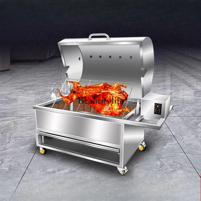 88.Roasted whole sheep stove Commercial automatic shelf Household smokeless electrical charcoal roasted lamb leg flow roasted wh