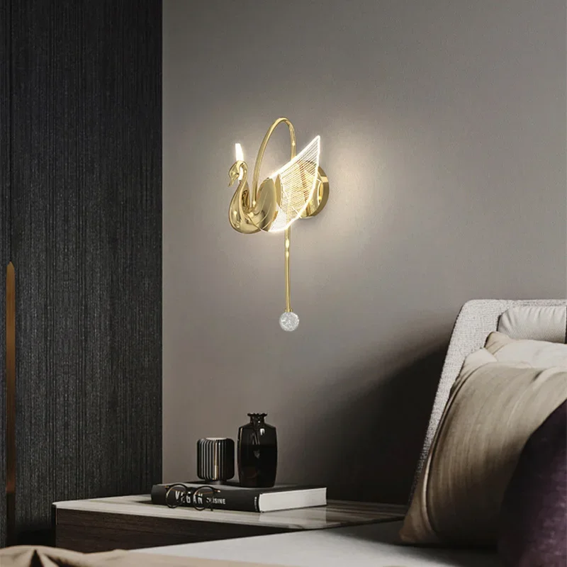 

Nordic LED wall lamp Swan wall light gold sconces indoor lighting home decor for living room bedroom bedside light fixture