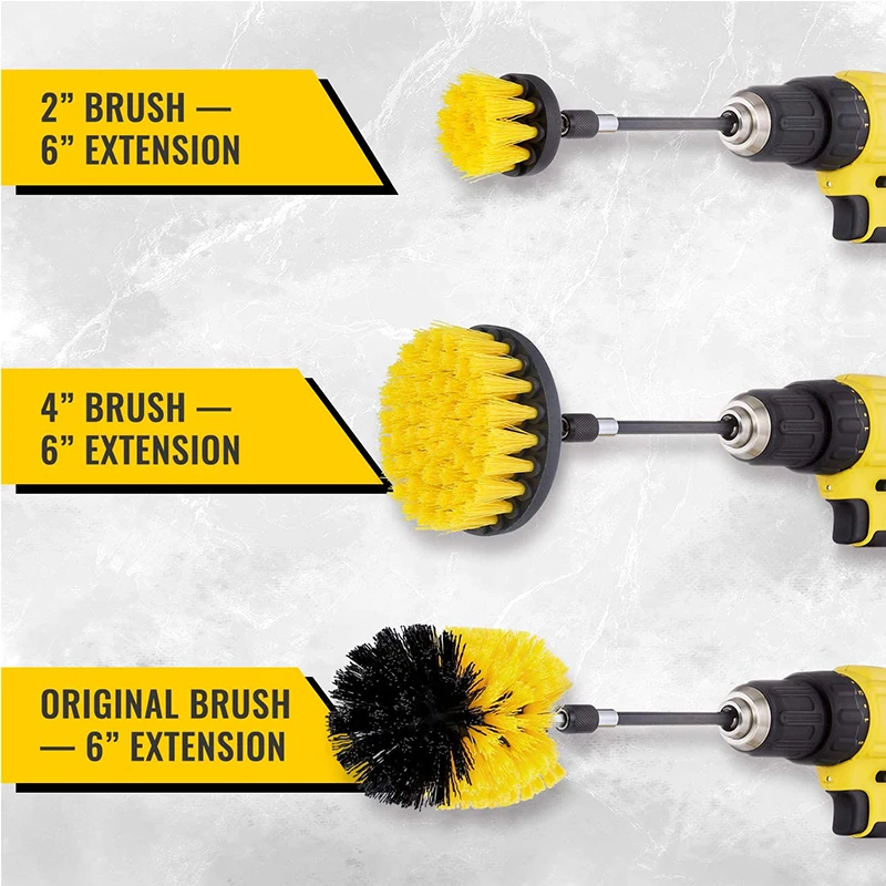 3Pcs/Set Electric Scrubber Cleaning Brush Drill Brush Kit for Cleaning Car Tires Bathroom Carpet Glass Round Brushes 2/3.5/4''