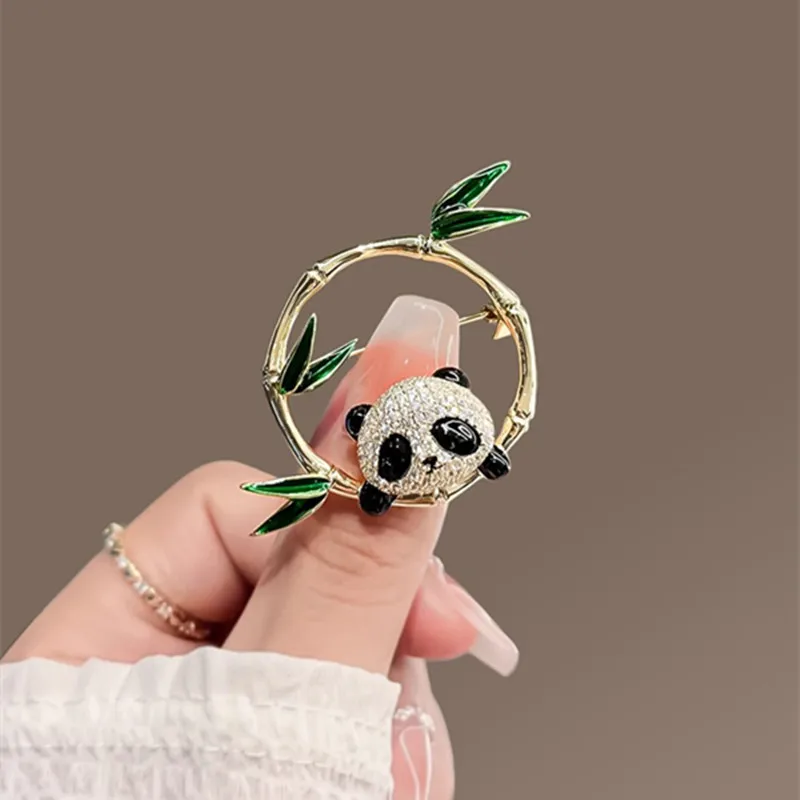 New Chinese style cute panda brooch with high rise bamboo panda brooch new product Chinese style jacket pin accessories