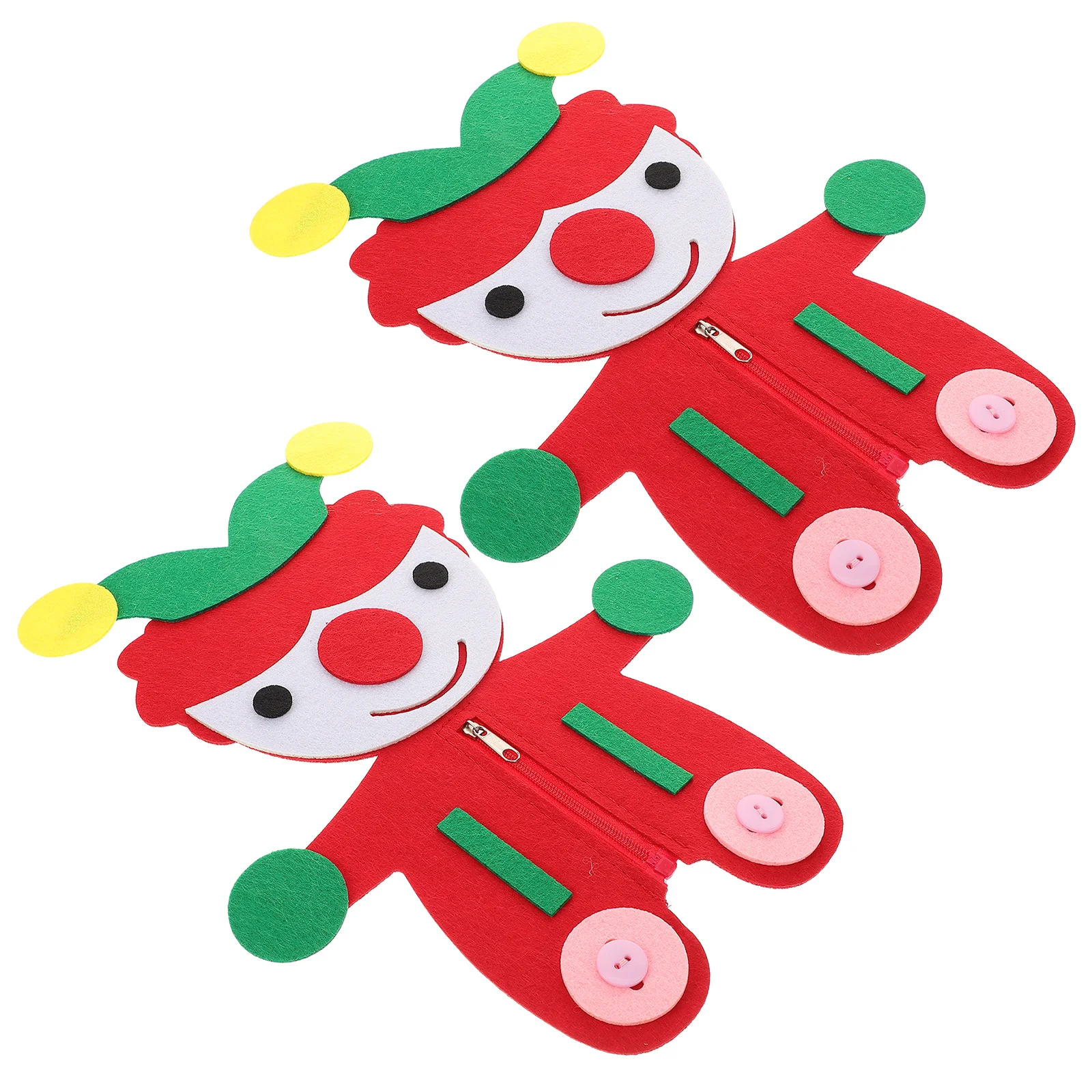

2 Sets Non-woven Button Toys Handmade Skill Development Zipper Buttons Sensory Montessori Educational Toy Cartoon Fabric