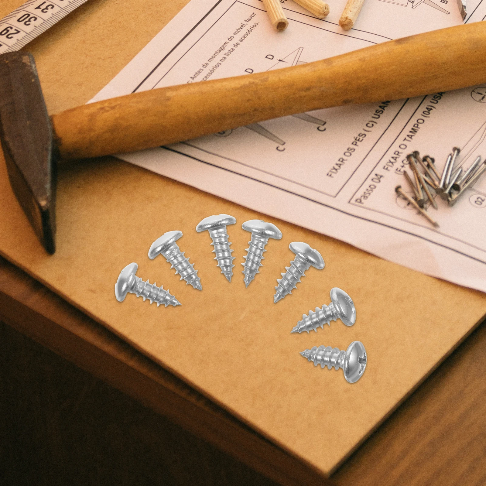 

100Pcs Rust Resistant Stainless Steel Self-Tapping Pan Head Wood Screws Durable Fasteners for Plastic Sheet Metal Wood