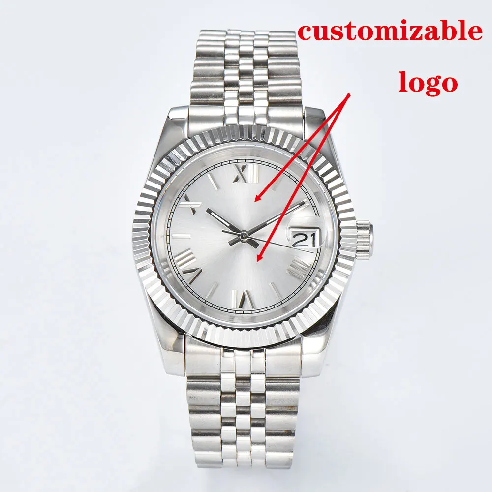 36mm/39mm 고급 비즈니스 남성용 시계 NH35 자동 기계식 무브먼트 사파이어 글라스(맞춤형 로고 포함)