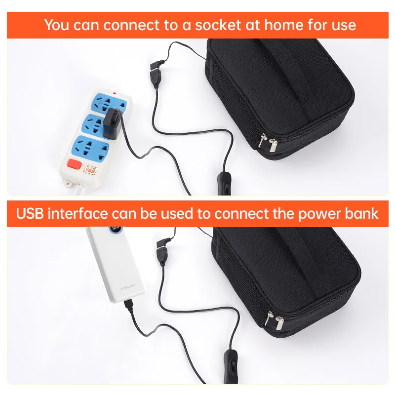 USB-сумка для обеда с электрическим подогревом, подогреватель еды, контейнер, водонепроницаемый портативный электрический ланч-бокс для автомобиля, путешествия, кемпинга