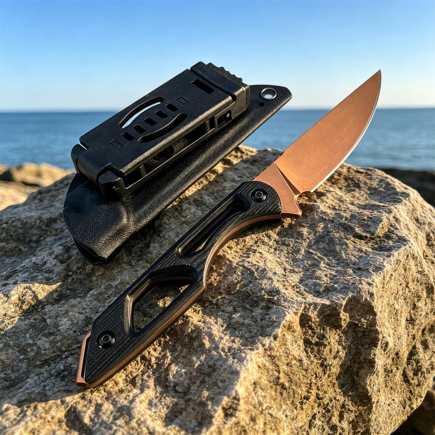 Long-Lasting Fixed Blade Knife, Heat-Treated D2 Steel Blade Rugged G10 Handle, for Camping, Backpacking & Emergency Preparedness