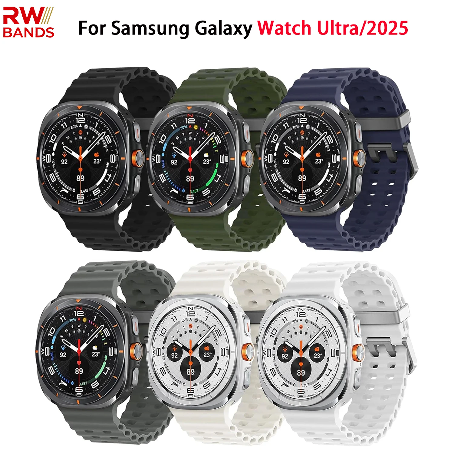 Original Marine Silikonarmband für Samsung Galaxy Watch Ultra 2025 47 mm Armband Armband Galaxy Watch 7 Ultra 47 mm Armband
