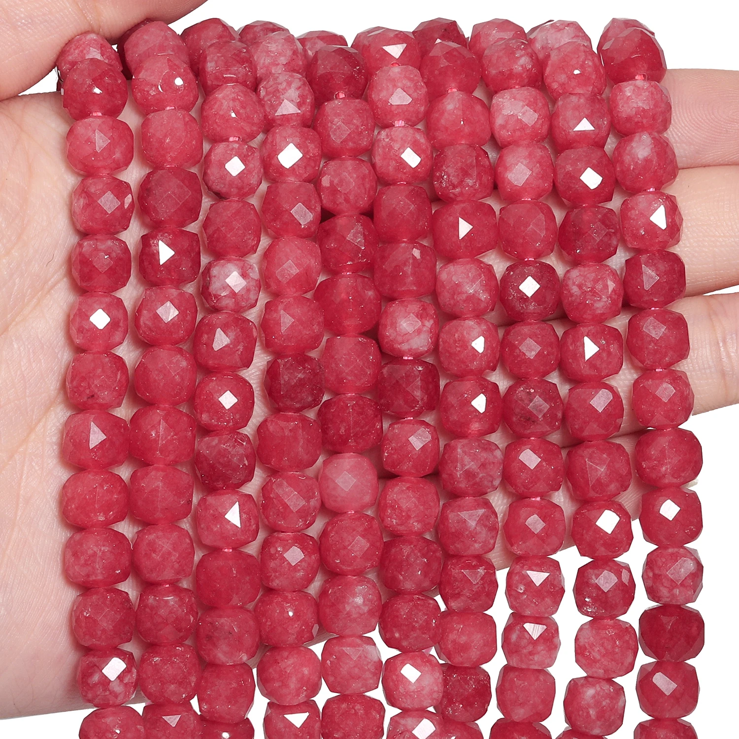 7mm AAA Faceted Cube Beads Natural Stone Red Agate Square Spacer Beads For Jewelry Making DIY Bracelets Accessories